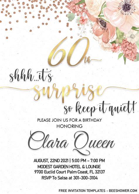 Free printable 60th birthday invitation templates – Artofit