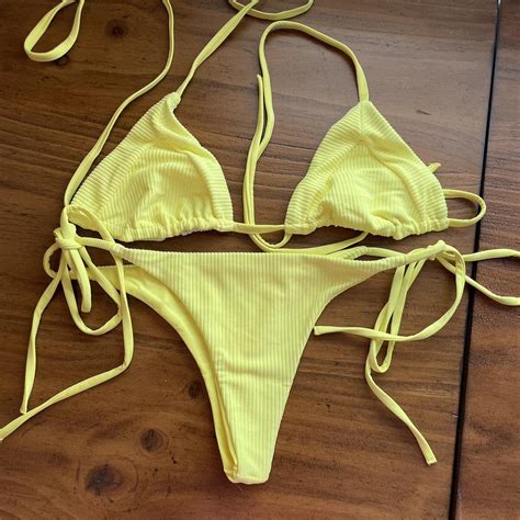 Frankies Bikinis Women's Yellow Bikinis-and-tankini-sets | Depop