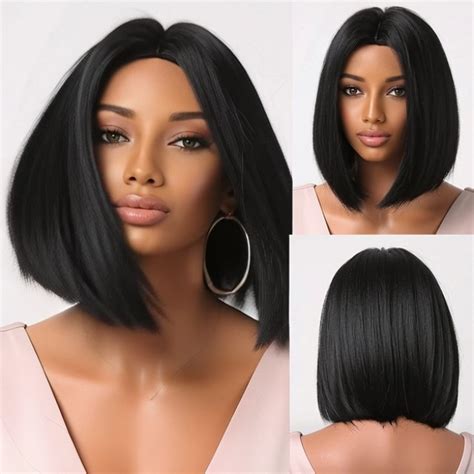 Watch Women's Hair Extension 14 Inch Short Straight Black Bob on Amazon ...