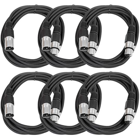 SEISMIC AUDIO - SAXLX-10-6 Pack of 10' Black XLR Male to XLR Female ...