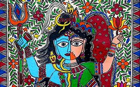 Buy Shiva Ardhnarishwar Madhubani Painting - A3 Size Frame Online Indic ...