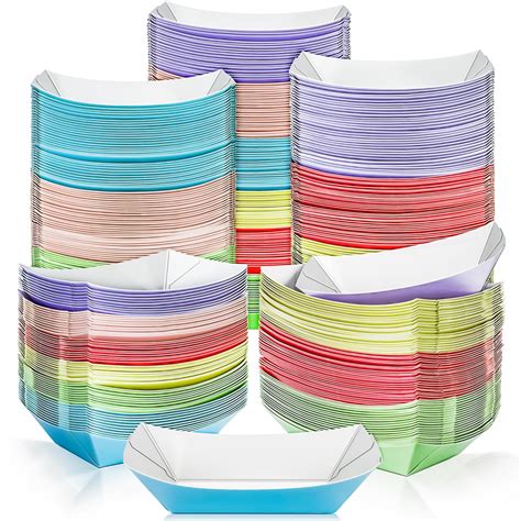 Amazon.com: MotBach 180 Pack 1/2 Lb Colorful Paper Food Boat Trays ...
