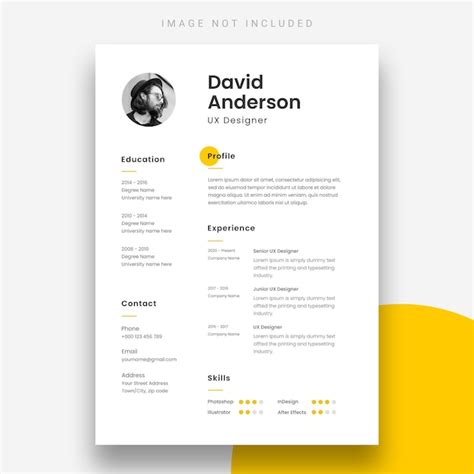 Minimal resume or cv design template | Free PSD