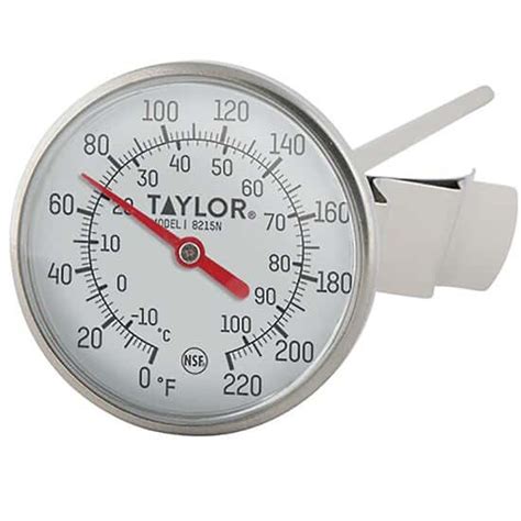 Taylor 8215N Dial Bi-Metal Test Thermometer, 1 3/4", 8" Stem, 0 to 220 ...