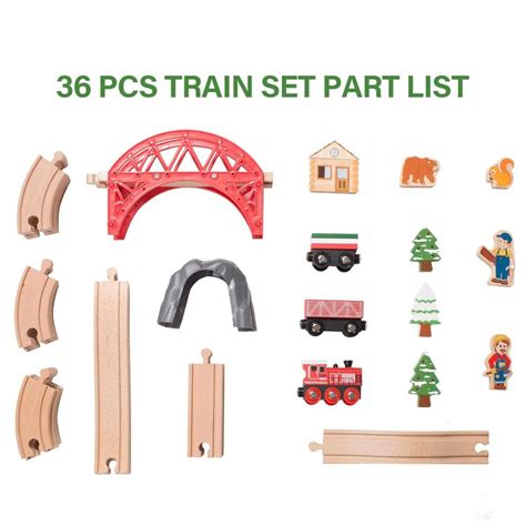 Open Ended Wooden Wild Forest Train Set-36pc (Non Motorised train) — Toycra