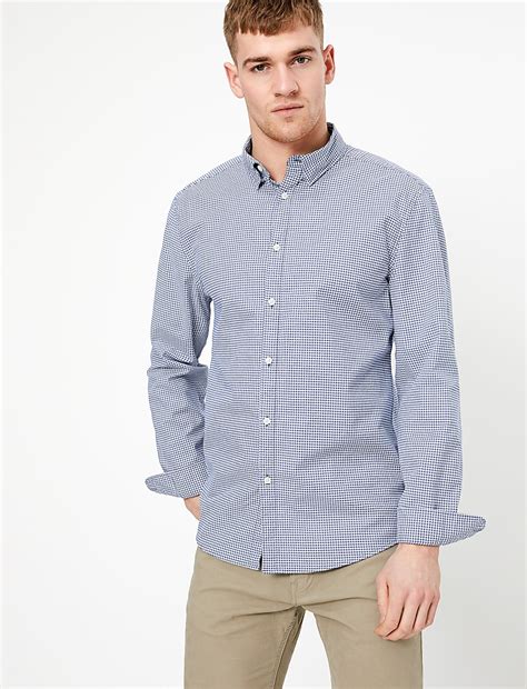 Buy Cotton Rich Gingham Check Oxford Shirt at Marks & Spencer
