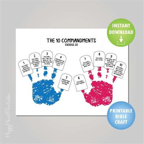 10 Commandments Handprint Craft Printable - Etsy | Bible crafts for ...