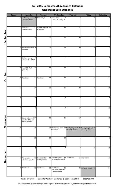 Hofstra Academic Calendar 2025 - Printable Calendars AT A GLANCE