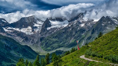 Картинка Альпы Швейцария Горы Природа Пейзаж Облака 1920x1080