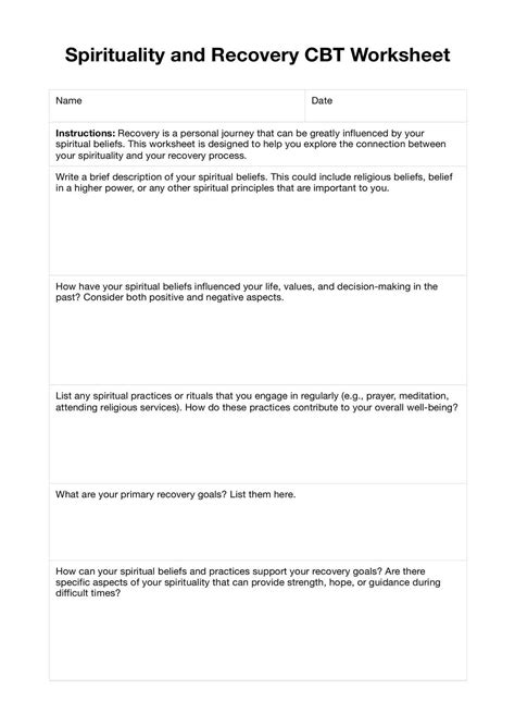 Spirituality Worksheet & Example | Free PDF Download