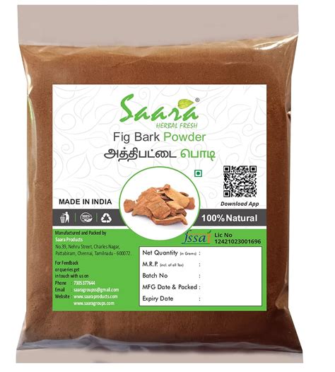 Buy Saara HERBAL FRESH Fig Tree Bark Powder, Ficus Racemosa, Aththi ...