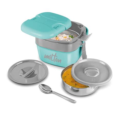 Buy Milton Cubic Small Tiffin Box, 800 ml, Aqua Green Stainless Steel ...