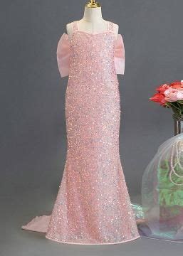 Shop Online Girls Pink Sequin Embellished Sleeveless Gown at ₹2279