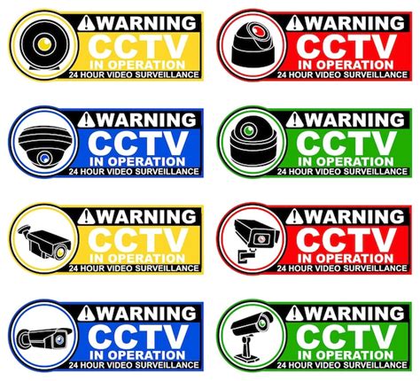 Set collections labels sign cctv video surveillance security camera ...