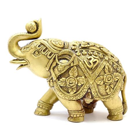 Brass Om and Swastika Carving 7 Inches Elephant Showpiece – Two ...
