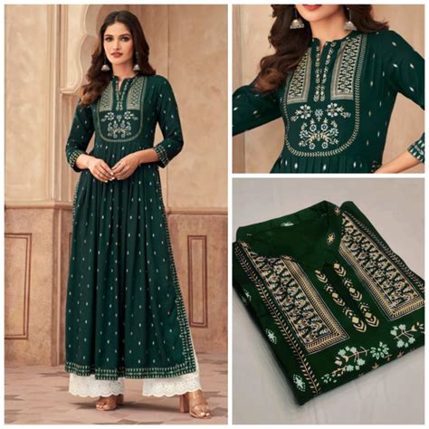 Nayra 3 Rayon Mirror Work Flared Kurti Manufacturers and Suppliers from ...