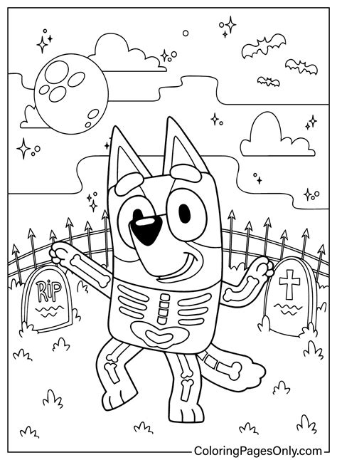 Bluey Skeleton Coloring Page