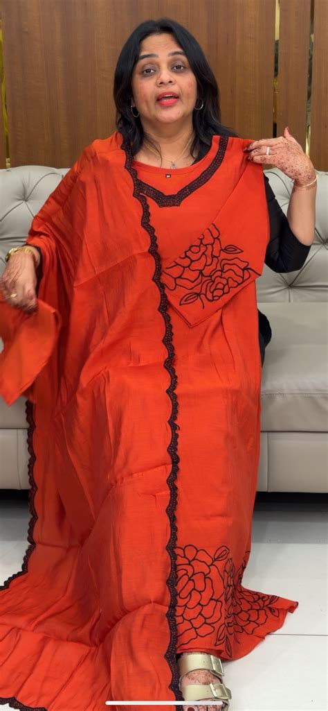 MUL CHANDERI LONG ALINE TOP, BOTTOM AND DUPATTA - IHA 30037 – Iha ...