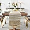 Buy Luxe Home Elegant Beige and White Woven Table Runner with Tassels ...