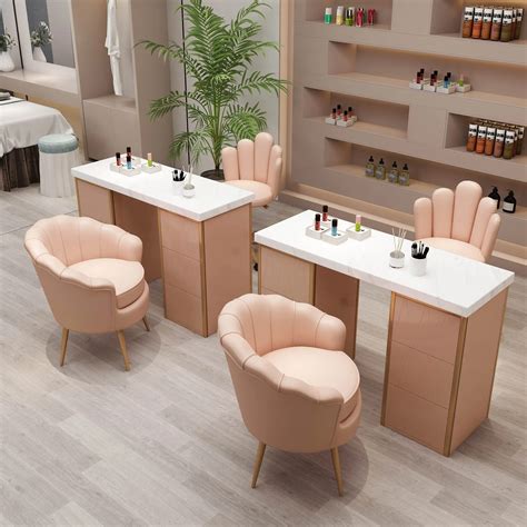 Modern Luxury Manicure Table And Chair Set Marble Manicure Table Glass ...