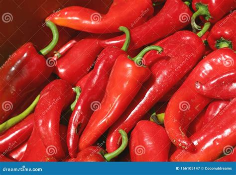 Heap of Fresh Ripe Red Sweet Chili Peppers for Sale at the Local Market ...