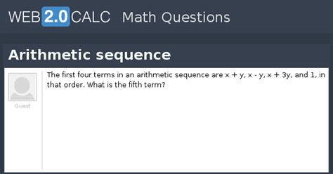 View question - Arithmetic sequence