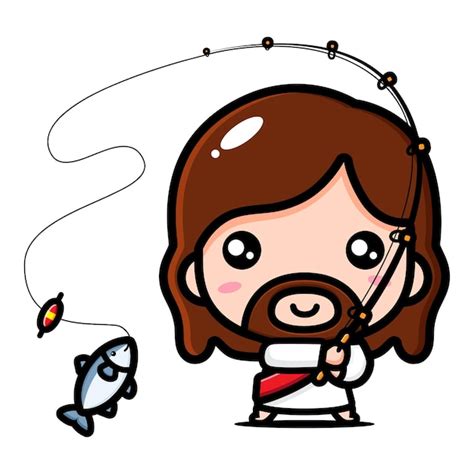 Cute design of jesus fishing | Premium Vector