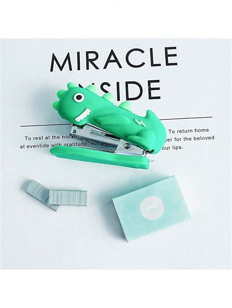 7-Piece Green Dinosaur Themed Desktop Stationery Set, Including Stapler ...