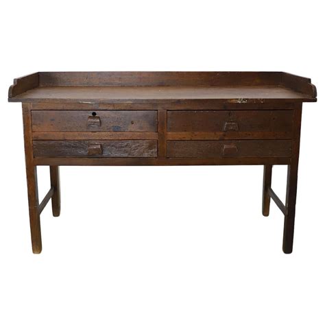 Antique Industrial Jeweler's Bench Work Table For Sale at 1stDibs