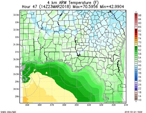 WRF ARW 4KM 2 Meter Temperature Loop