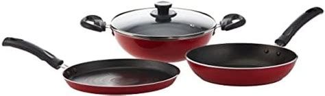 Buy Pigeon Basics Non Induction Base Nons tick Aluminium Cookware set ...
