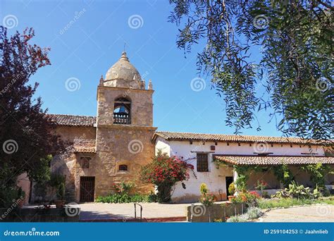 Carmel Mission Courtyard in Big Sur, California Stock Image - Image of ...