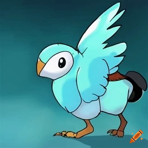 Image of a cute blue bird Pokémon named Tweeton on Craiyon