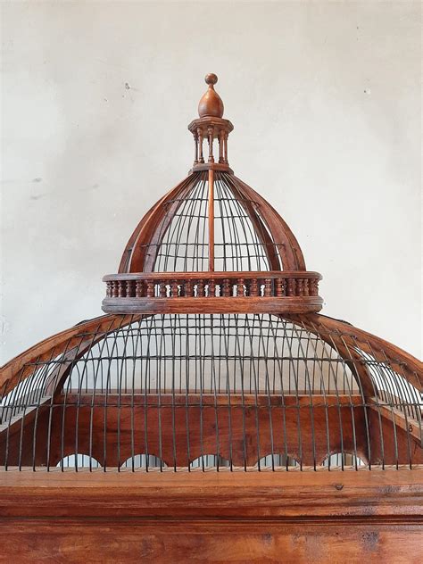 Early 20th Century Large Wooden Highly Decorative Table Bird Cage at ...