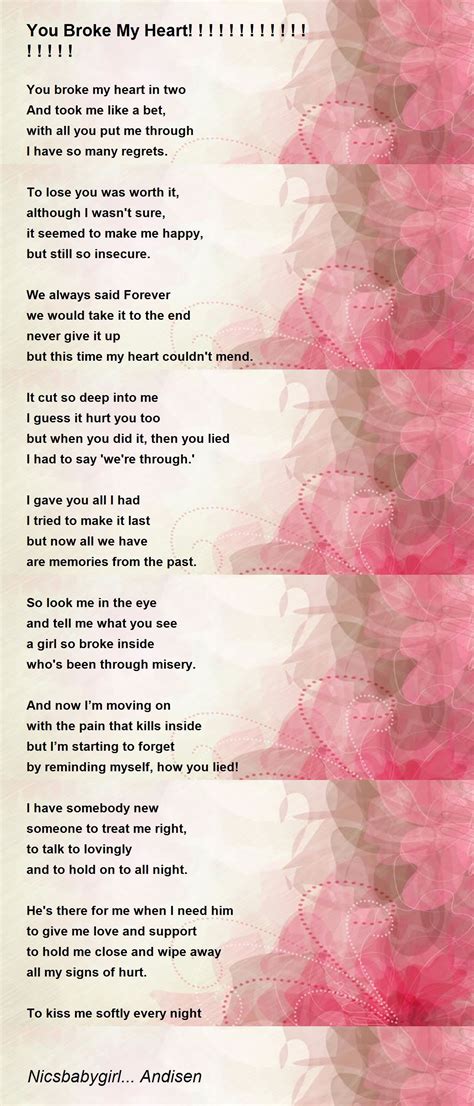 You Broke My Heart Poems