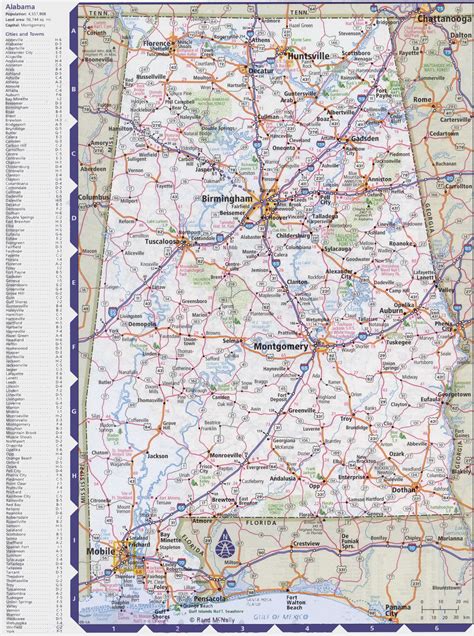 Map Of Alabama Cities And Towns Alabama State Towns And Roads Graphic
