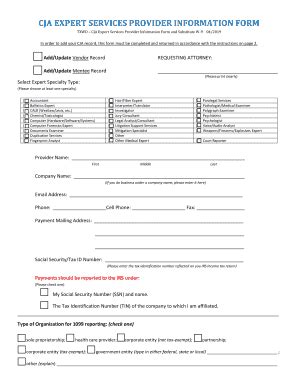 Fillable Online CJA Expert Services Provider Information Form.pdf Fax ...