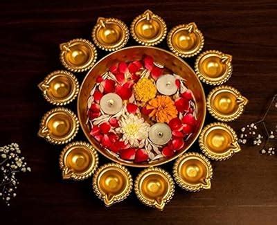 Buy JR Handicrafts World Decorative Metal Diya Traditional Diya Urli ...