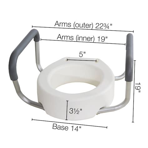 Essential Medical Supply White Toilet Seat Riser with Arms, ADA ...