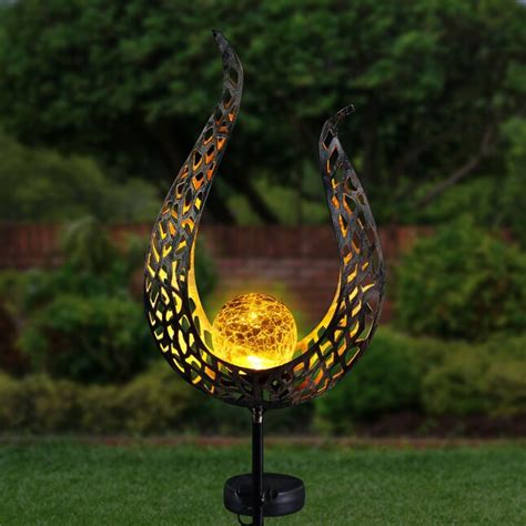 Exhart 35.04-in Gold Metal Solar Stake at Lowes.com