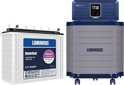 Luminous Inverter & Battery Combo (Zolt 1100 Pure Sine Wave 900VA/12V ...
