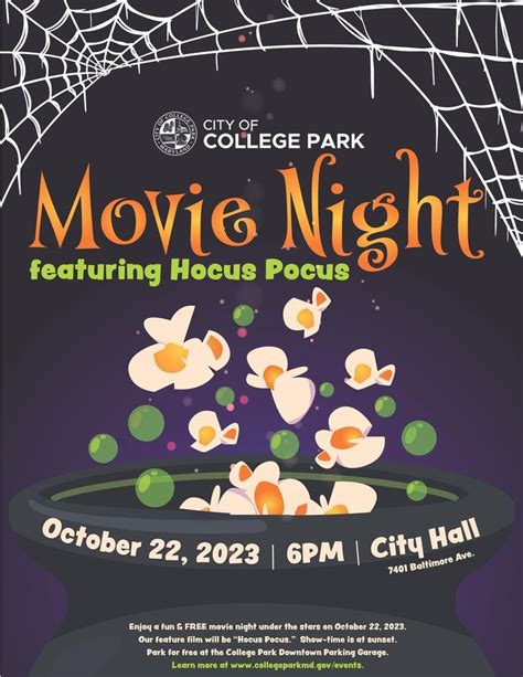 Movie Night featuring Hocus Pocus, The City of College Park, MD ...