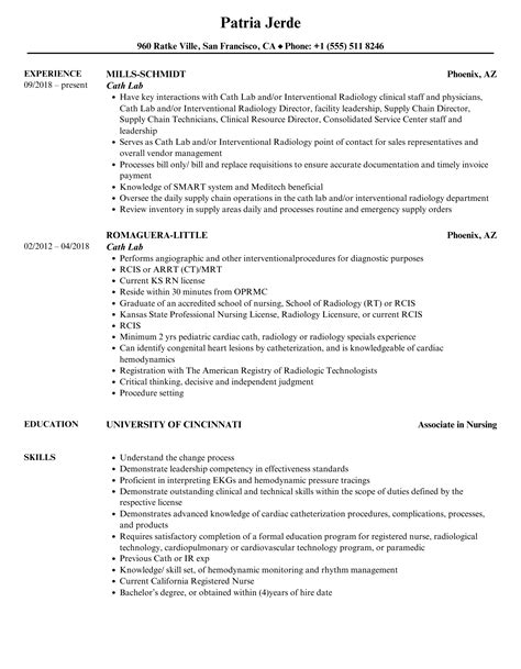 Image result for Cath Lab Tech Resume