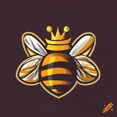 Sports team mascot logo of a queen bee with crown and stinger on Craiyon