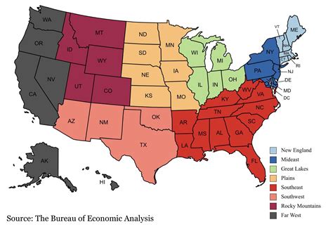 Us Regions And Divisions Map - map of america regions