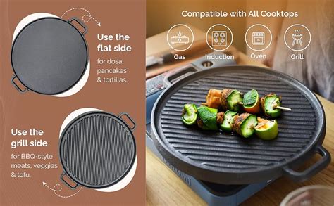 Buy HomeEssentials Pre-Seasoned Cast Iron Double-Sided 30cm Tawa ...