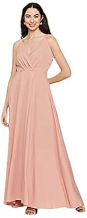 Buy Berrylush Pink Front Slit Shoulder Strap Maxi Dress | Polyester at ...
