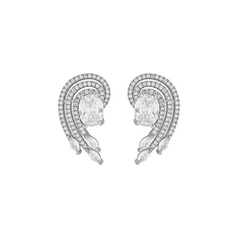 Buy Teejh Majestic Mira CZ Stones Silver Plated Stud Earrings Online