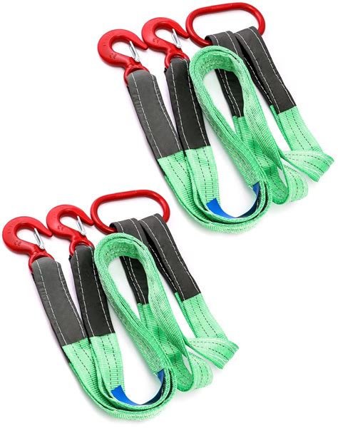 QWORK 2 Pack Two Leg Bridle Web Sling, 5Ft 6613lb Capacity Steel Sling ...