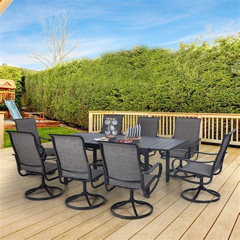 7/9-Piece Patio Dining Furniture Set with Dining Swivel Chairs and 1 ...